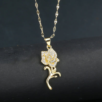 INS Hot Sale Plant Sunflower Crystal Necklace Flower Pendant for Women Girls Casual Party Trend Neck Jewelry Accessories