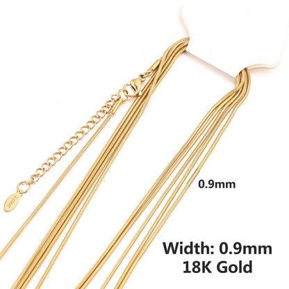 5pcs Wholesale 0.9/1.2/1.5mm Plated 18K Gold Snake Round Chain Necklace for Men Women Silver Necklaces Fashion DIY Jewelry