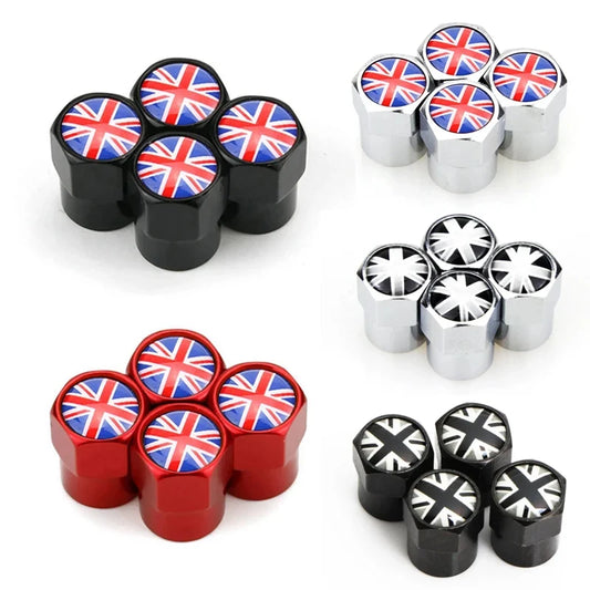 4Pcs UK Flag Car Wheel Tire Stem Air Valve Caps Covers For MINI COOPER S JCW F55 F56 R55 R56 R60 F60 Exterior Auto Accessories