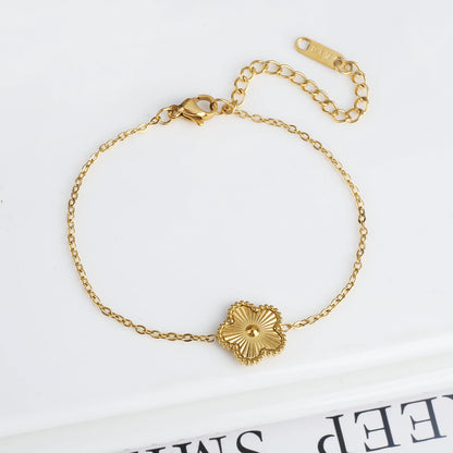 Waterproof Clover five-leaf flower Metal Laser Stainless Steel Jewelry Set Classic for Woman Luxury Party Jewelry Daily Wear