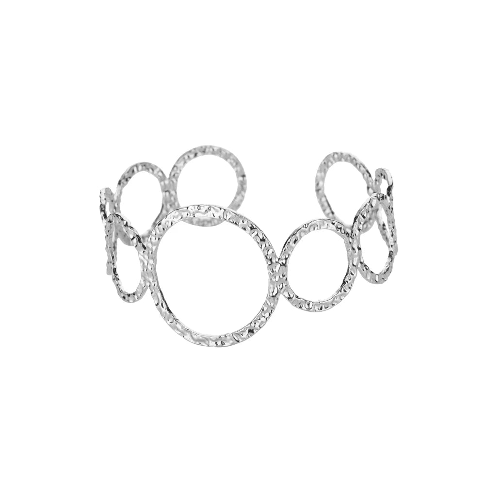 Stainless Steel Geometric Open Bracelet | Hollow Punk Round Bangle for Women | Free Shipping Fashion Jewelry