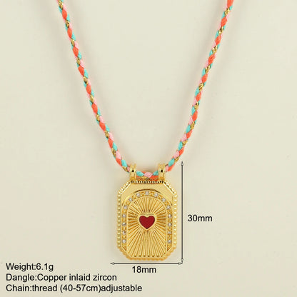 Bohemian POP Art Heart Necklace For Women Gothic Evil Blue Eye Collars Handwoven Wool Chain Choker Tarot Card Summer Jewelry