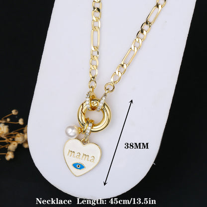 6 Style Mother's Day Gift Heart Shape Mom Pendant Gold Plated Necklace Classic for Woman Party Birthday Aesthetic Jewelry Gift