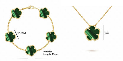 Simple 15mm Natural Shell Stone Five-Leaf Flower Set Bracelet Necklace Classic Flower Woman Jewelry Sets For Party Daily Wear