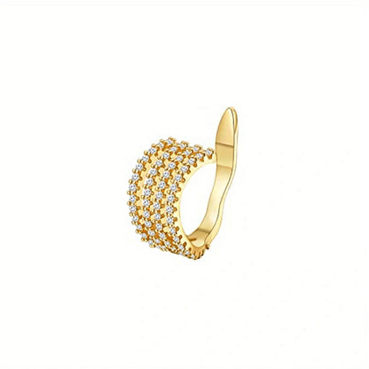 1Pc Hypoallergenic Huggie Earring Cuff for Women Men, Sparkling Cubic Zerconia Fake Carilage Clip On Ear No Piercing Jewelry