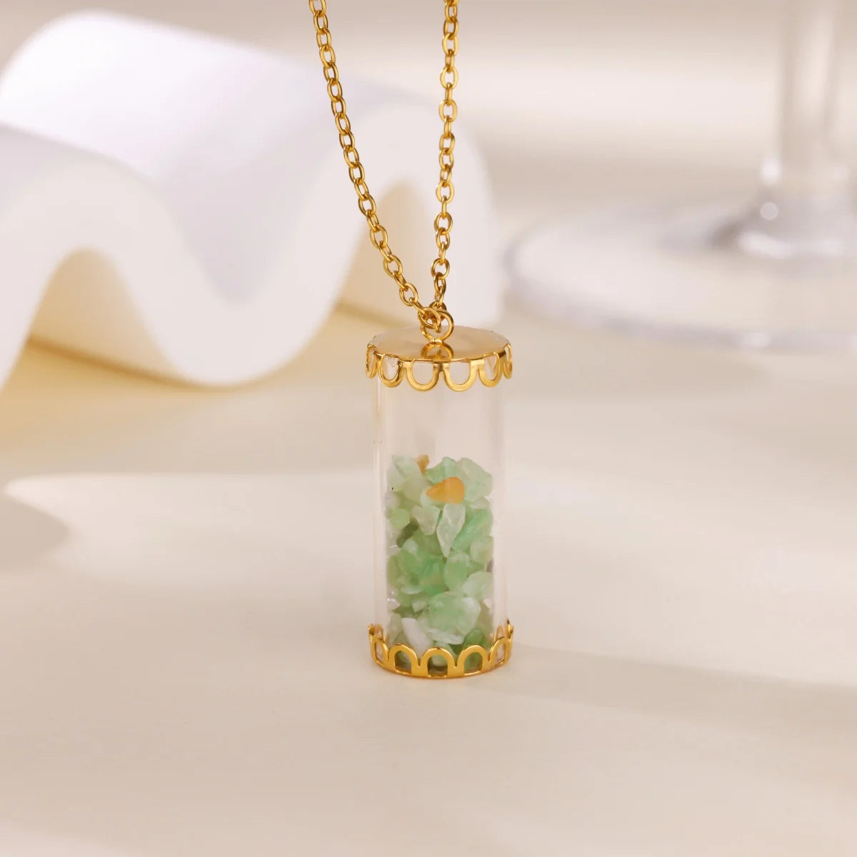 Free Shipping Bottle Stone Pendant Necklaces For Women Stainless Steel Chain Collar Necklace 2025 New Summer Beach Jewelry