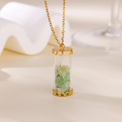 Free Shipping Bottle Stone Pendant Necklaces For Women Stainless Steel Chain Collar Necklace 2025 New Summer Beach Jewelry
