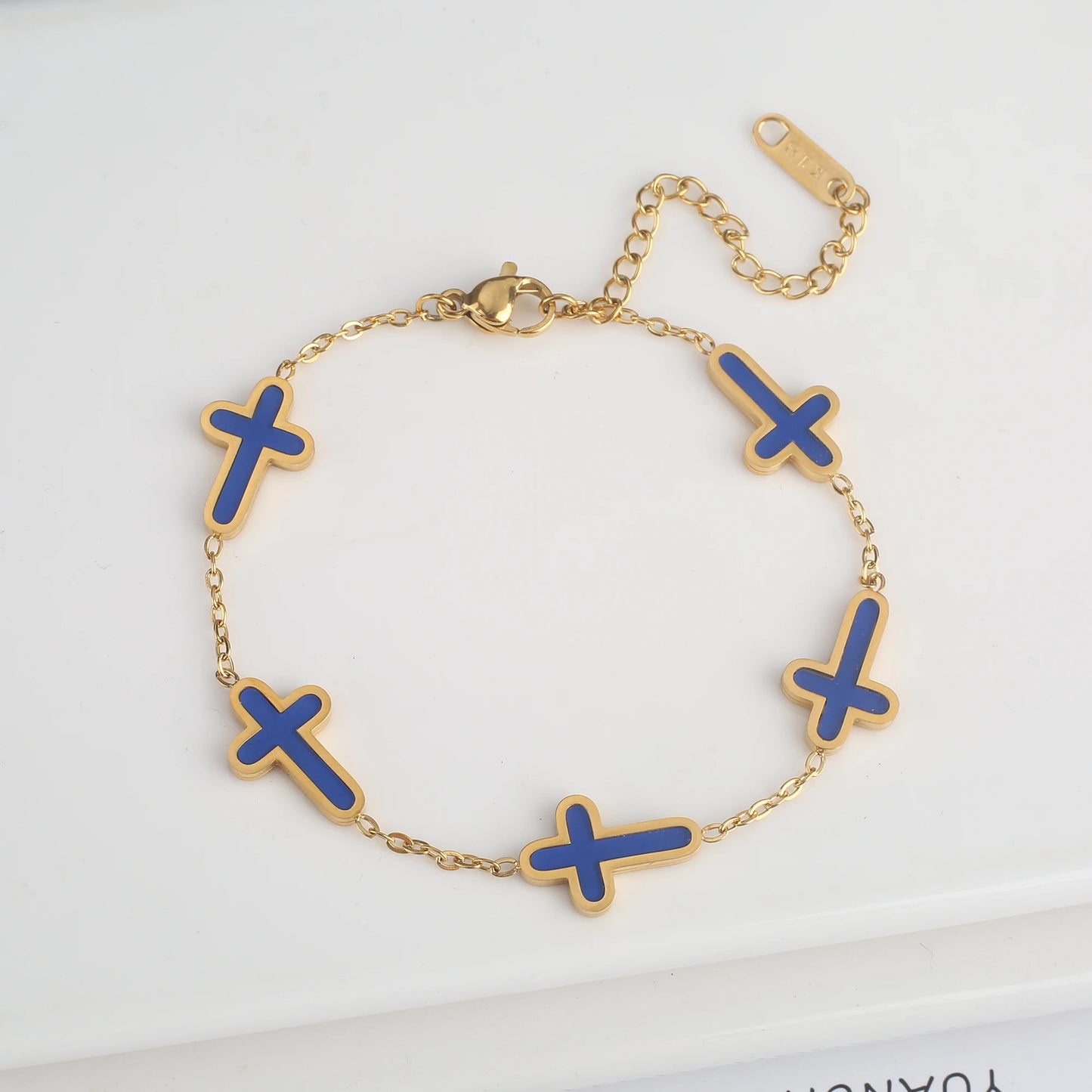 Stylish Stainless Steel Gothic Cross Adjustable Chain Bracelet for Man Woman Simple Daily Party Gold Color Religious Jewelry