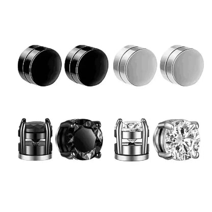 8/12pcs Fashion 316 Stainless Steel Ear Cip On Earrings,Hole Free Magnetic Ear Cuff Zircon False Earring Set Suitable Daily Wear
