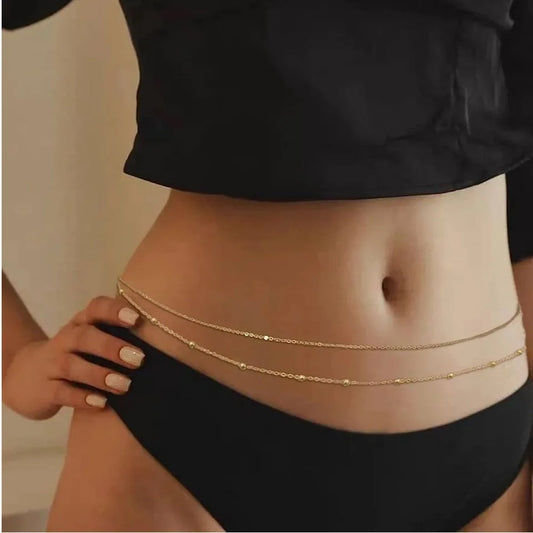 Sexy Bikini Multilayer Beads Belly Waist Chains For Women Gold Silver Color Beach Party Seasides Body Chain Jewelry Accessories