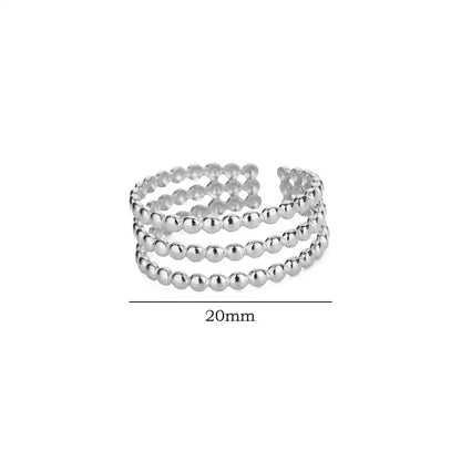 Cute Multilayered Beads Chain Ring For Women Stainless Steel Gold Color Minimalist Finger Ring 2024 Trend Wedding Jewelry Gift