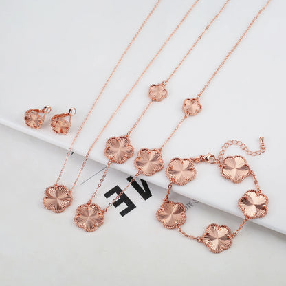 2025 Luxury Hot Selling Shiny Metal New Design Plant Five Leaf Flower Set 15mm Double Sided Women's Gilded Gift Clover