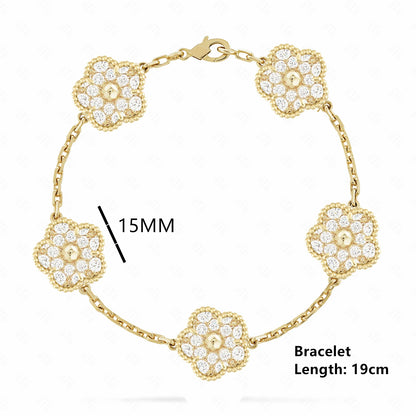 Simple 15mm Natural Shell Stone Five-Leaf Flower Set Bracelet Necklace Classic Flower Woman Jewelry Sets For Party Daily Wear