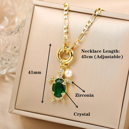 Hot Sale Cute Crystal Sea Turtle Animal Pendant Necklace High Quality Women Girls Casual Party Clavicle Chain Jewelry Gift