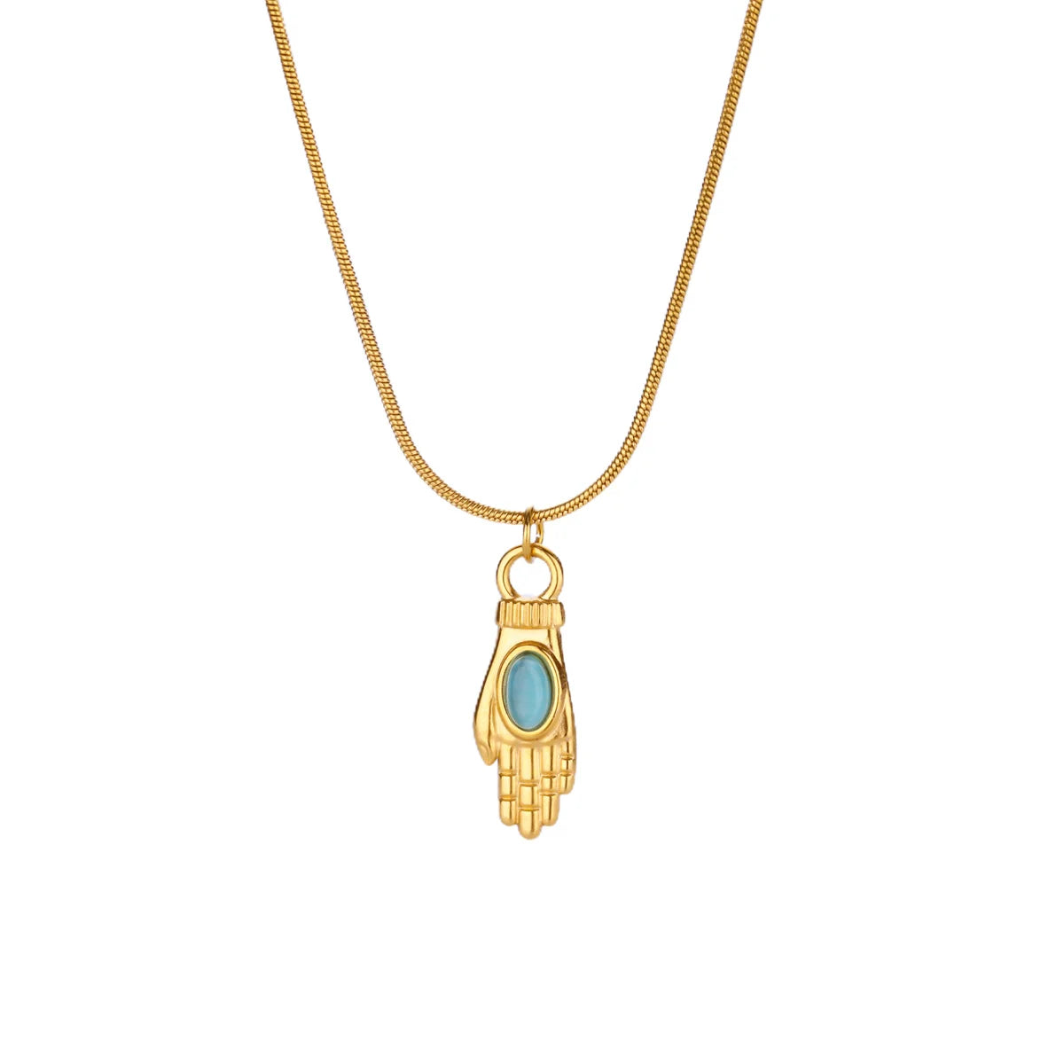 Free Shipping Opal Hand Pendant Necklaces For Women Stainless Steel Chain Collar Necklace 2025 New Summer Beach Jewelry