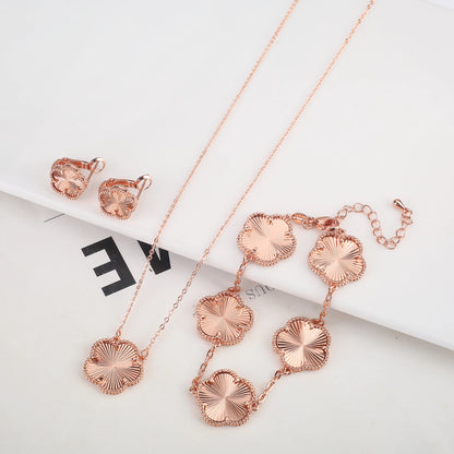 2025 Luxury Hot Selling Shiny Metal New Design Plant Five Leaf Flower Set 15mm Double Sided Women's Gilded Gift Clover