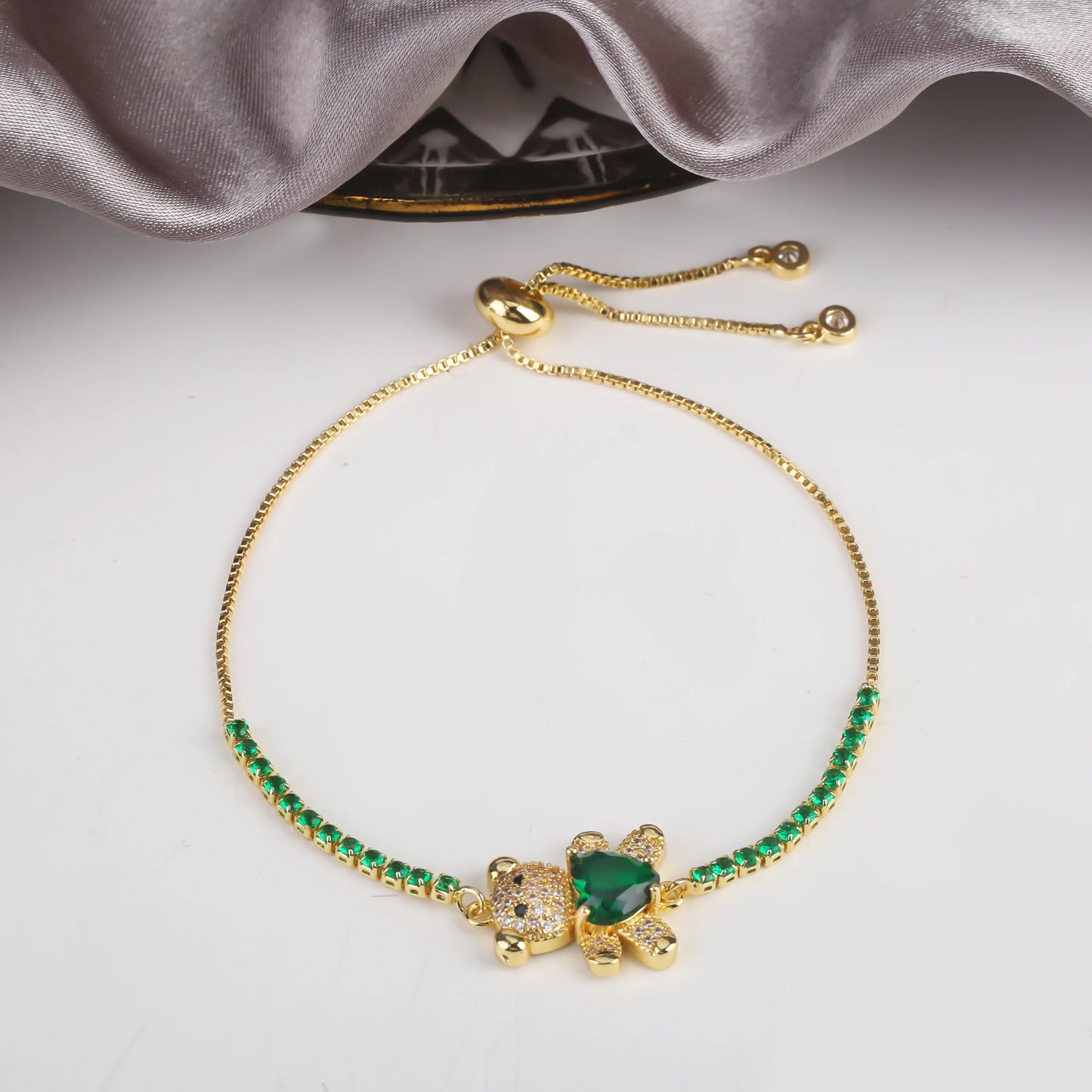 INS Cute Teddy Bear Bracelet For Women Cz Crystal Animal Bracelet High Quality For Engagement Party Gift Wholesale Daily Wear