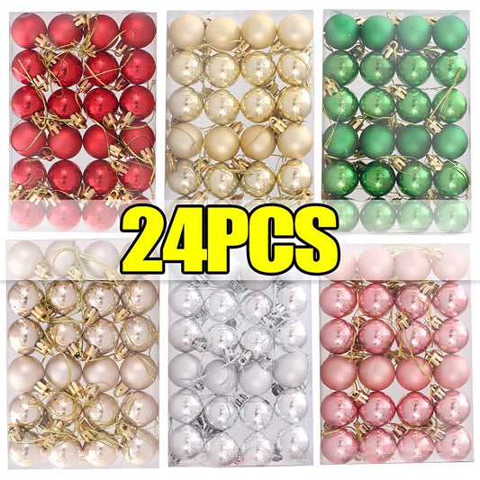 24Pcs/box Christmas Balls Christmas Tree Ornaments Xmas Spheres Round Polystyrene Ball Christmas New year's Eve Decorations 2024