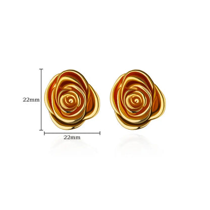 Rose Flower Stud Earrings For Women Stainless Steel Couple Piercing Earring 2024 New Trend Fashion Wedding Travel Jewelry Gift