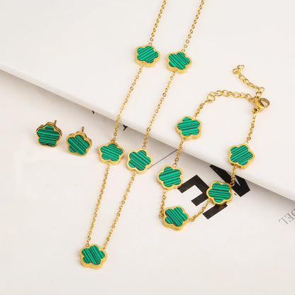 Hot Selling Stainless Steel Single Sided Pendant Necklace With Five Leaf Flower High-Quality Jewelry For Women's Clover