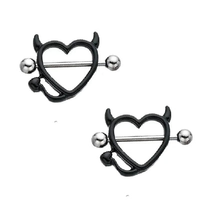 1/5Pairs 316L Stainless Steel Nipple Ring for Women, Various Colors Devil Love Heart Nipple Piercing Jewelry