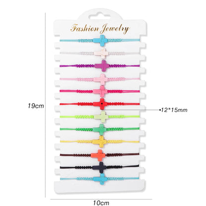 Wholesale 12Pcs/Set Colorful Natural Stone Bracelets Adjustable Rope Braided Bracelet Handmade Bohemia Bracelets with Cards