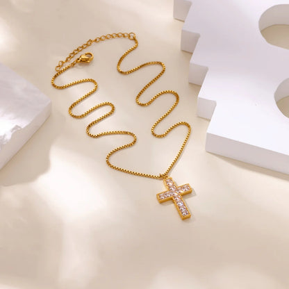 Free Shipping Vintage Cross Pendant Necklaces For Women Stainless Steel Chain Collar Necklace 2025 New Summer Beach Jewelry