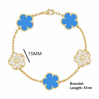 Simple 15mm Natural Shell Stone Five-Leaf Flower Set Bracelet Necklace Classic Flower Woman Jewelry Sets For Party Daily Wear