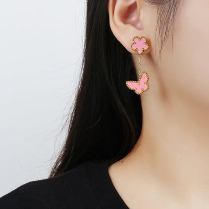 6 Colors Simple Botanical Five Leaf Flower Stainless Steel Stud Earring Classic for Woman Party Jewelry Accessories Clover