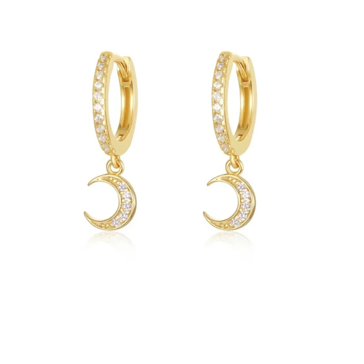 2Pcs Fashion Stainless Steel Star and Moon Pendant Earrings,Cubic Zirconia Cartilage Earring Hypoallergenicity Piercing Jewelry