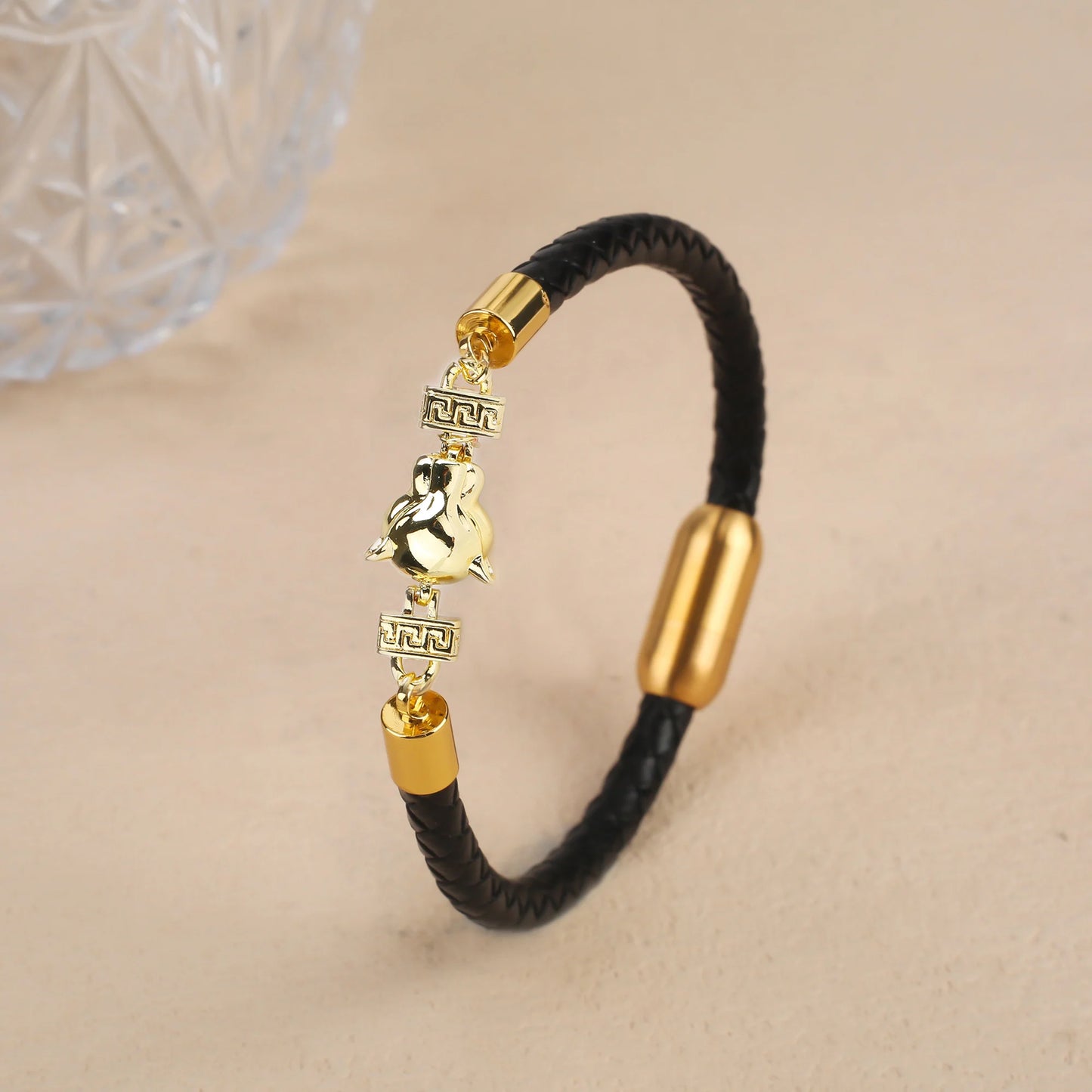 Full Zirconia Leopard Animal Leather Braided Stainless Steel Bracelet Bracelet Classic for Man Woman Daily Party Jewelry Gift