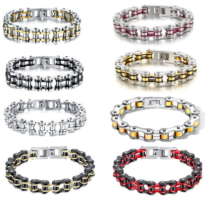 1pc New Cool Punk Motorcycle Bracelet for Men Women, Stylish Vintage Stainless Steel Versatile Buckle Bracelet