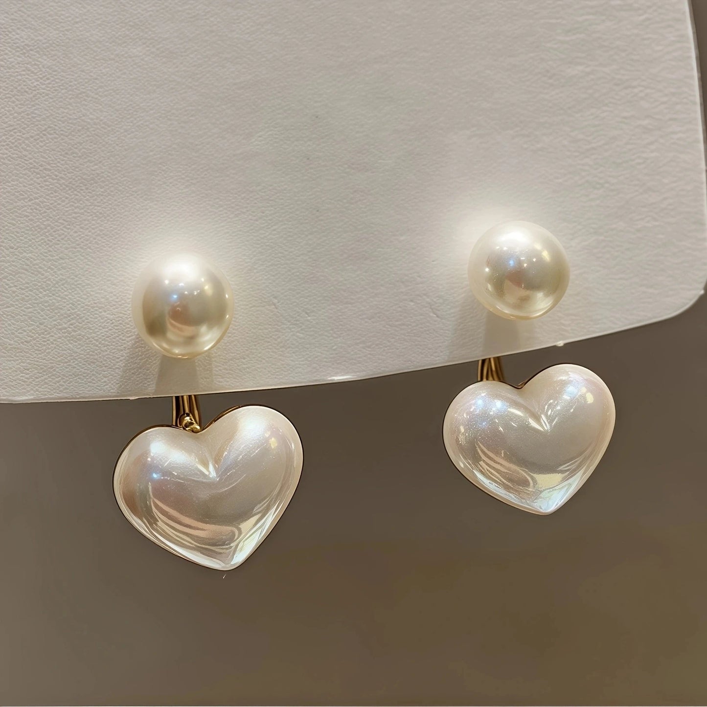 2Pcs Comfortable Delicate Simple Elegant Retro Sexy Imitation Pearl Heart Pendant Earrings,Fashion Female Valentine's Day Gifts