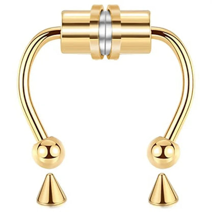 1/2/3/4/5pcs Fake Magnetic Stainless Steel Nose Rings,Non Piercing Septum Rings Magnetic Nose Ring Clipped Onto The Nose