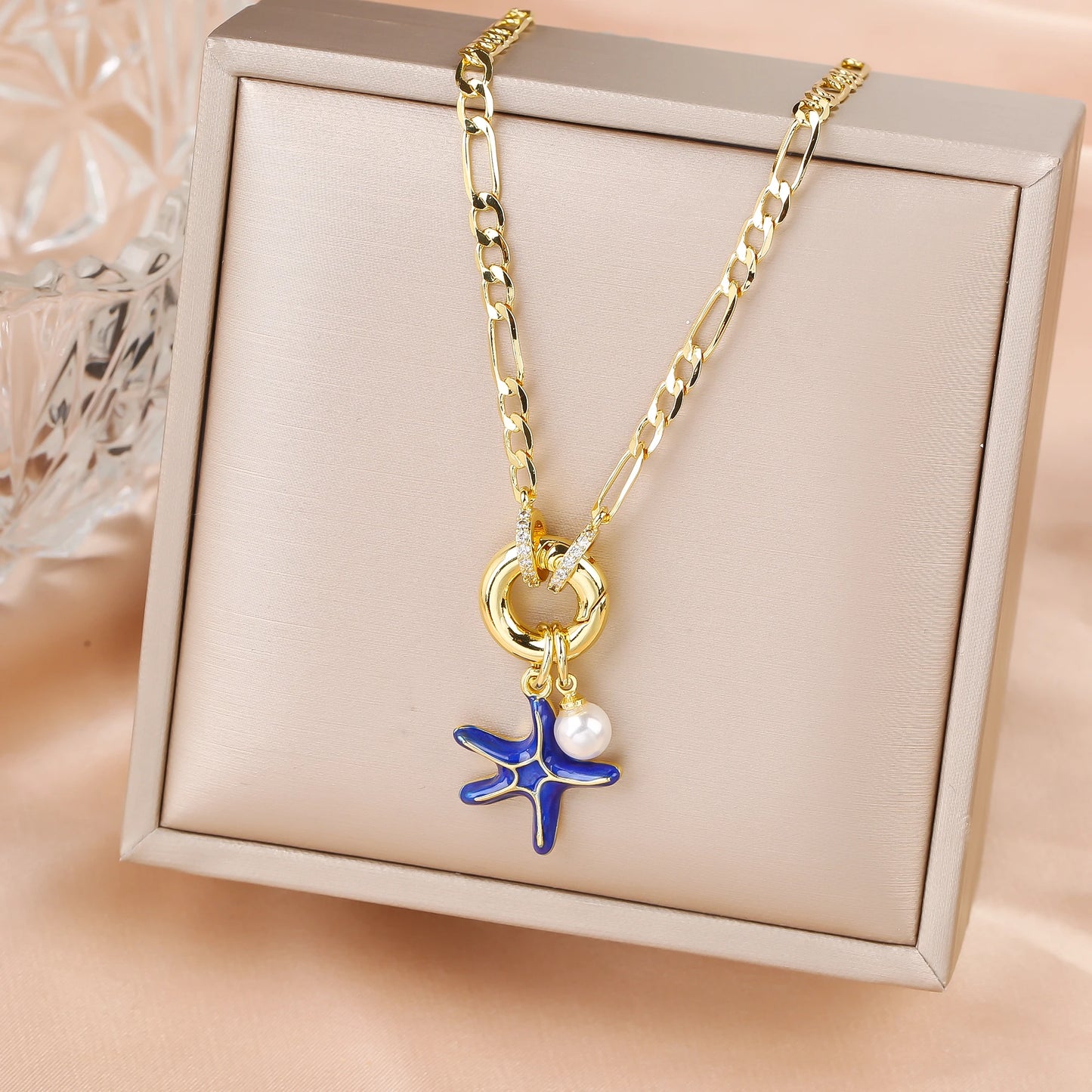 New Arrival Ocean Theme Starfish Pendant 3:1 Chain Necklace Choker for Woman Classic Party New Trend Aesthetic Jewelry Gift