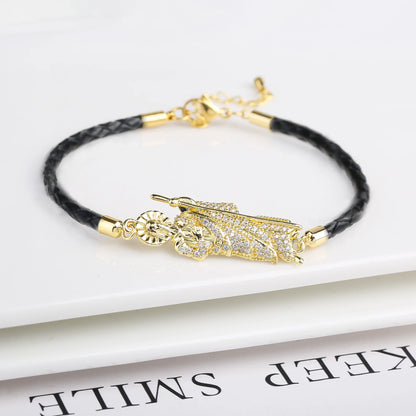Hot Sale Green Pink Religious St. Jude Leather Rope Braided Jewelry Bracelet Fashion for Man Woman Daily Party Zirconia Jewelry