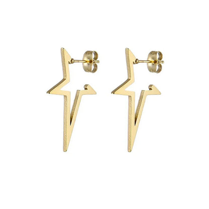 2pcs Stainless Steel Pentagonal Star Shape Punk Stud Earrings For Men Women,Simplicity Cool Hypoallergenic Piercing Jewelry