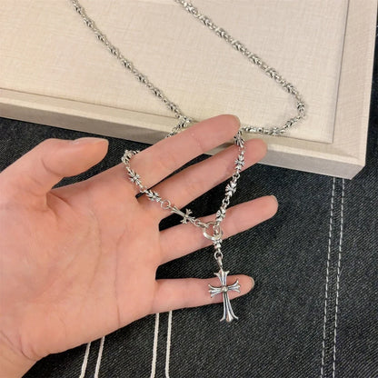 Retro Cross Necklace Women's Style 2025 New Small Sweater Chain Clavicle Chain Sweater Chain Hanging Neck Accessories Jewelry