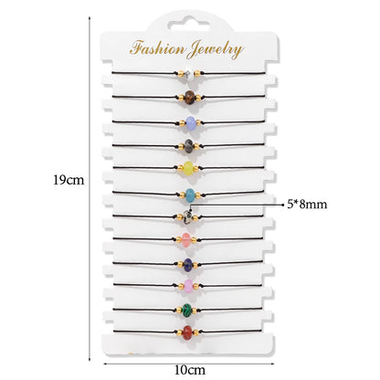 Wholesale 12Pcs/Set Colorful Natural Stone Bracelets Adjustable Rope Braided Bracelet Handmade Bohemia Bracelets with Cards