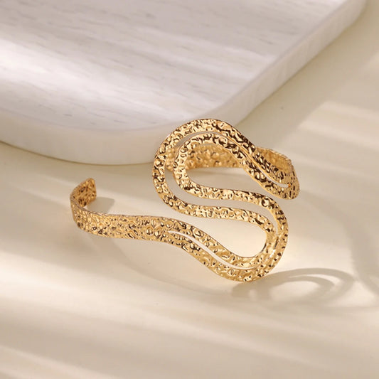 Free Shipping Irregular S Shape Curved Snake Bracelet Bangle for Women Stainless Steel Open Adjustable Bracelet Fashion Jewelry