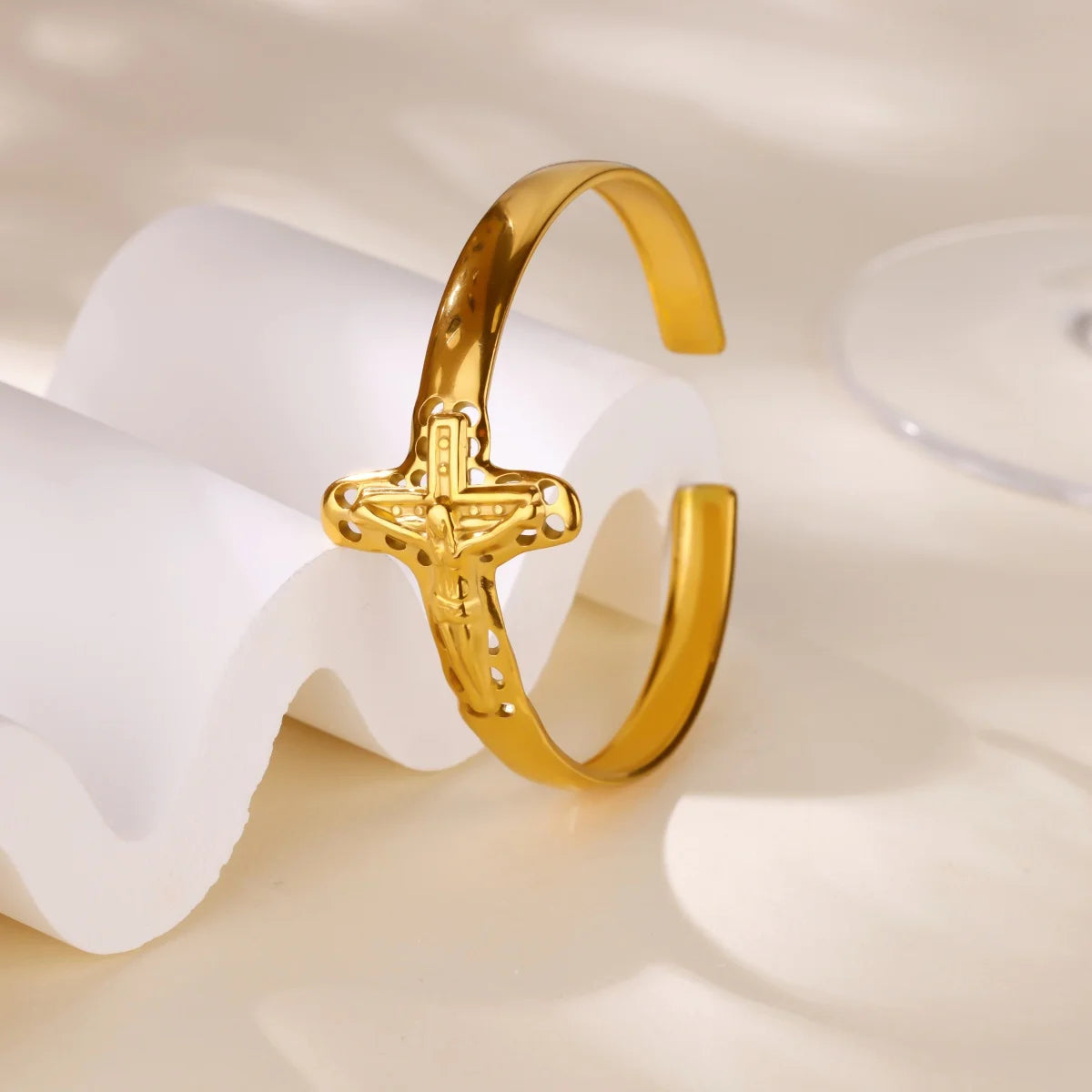 Free Shipping Classic Cross Bracelet Bangle For Women Stainless Steel Gold Color Exquisite Bracelet Wedding Couple Jewelry