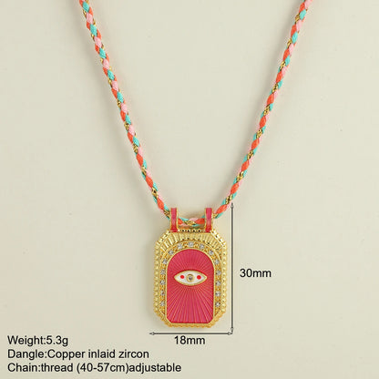Bohemian POP Art Heart Necklace For Women Gothic Evil Blue Eye Collars Handwoven Wool Chain Choker Tarot Card Summer Jewelry