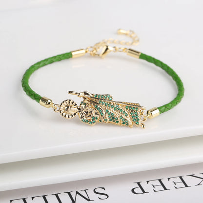 Hot Sale Green Pink Religious St. Jude Leather Rope Braided Jewelry Bracelet Fashion for Man Woman Daily Party Zirconia Jewelry