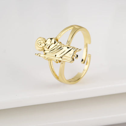 Gold Plated Classic Religious Character St. Jude Adjustable Ring Fashion for Man Woman Party Wedding Jewelry Gift Daily Wear