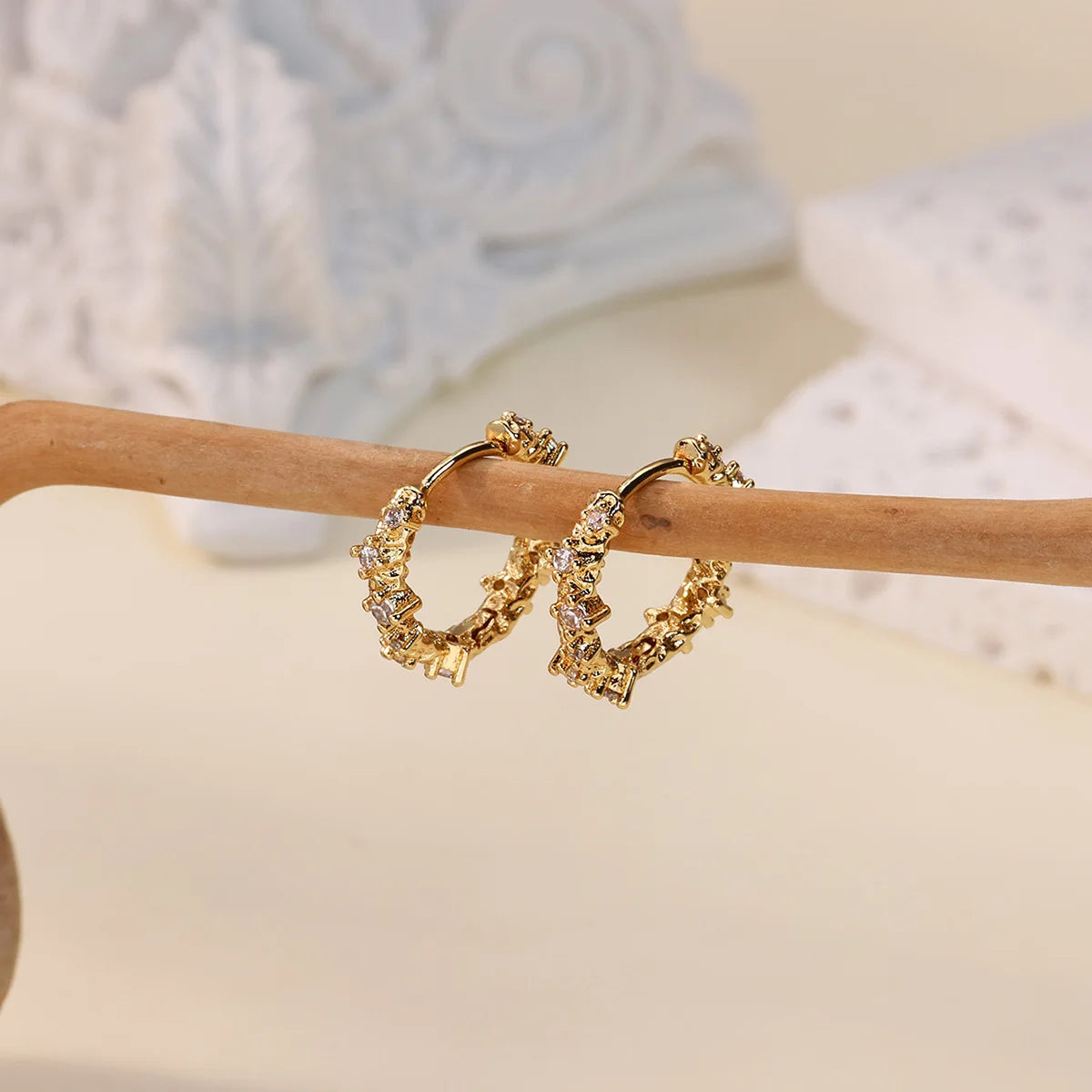 Free Shipping Vintage Zircon Hoop Stud Earrings For Women Stainless Steel Piercing Earring 2025 New Fashion Wedding Jewelry