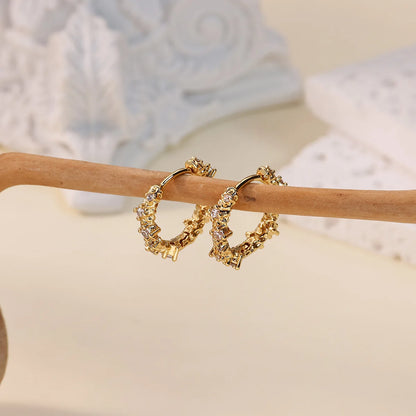 Free Shipping Vintage Zircon Hoop Stud Earrings For Women Stainless Steel Piercing Earring 2025 New Fashion Wedding Jewelry