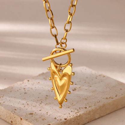 Geometric Heart Necklaces For Women Stainless Steel Gold Color Snake Chain Heart Necklace Aesthetic New Wedding Jewelry Gift