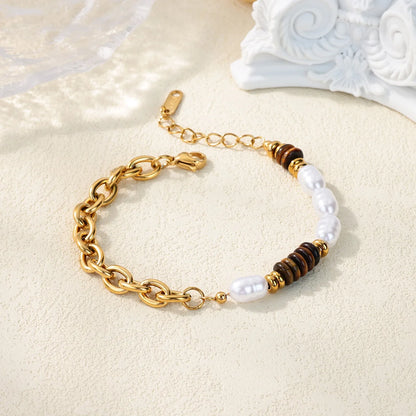 Free Shipping Fashion Beads Bracelet For Women Stainless Steel Gold Color Chain Bracelet 2025 New Party Wedding Couple Jewelry