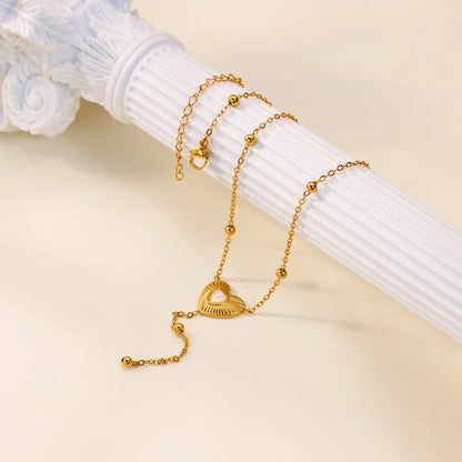 Free Shipping Vintage Opal Heart Pendant Necklaces For Women Stainless Steel Chain Collar Necklace 2025 New Summer Beach Jewelry