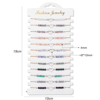 Wholesale 12Pcs/Set Colorful Natural Stone Bracelets Adjustable Rope Braided Bracelet Handmade Bohemia Bracelets with Cards